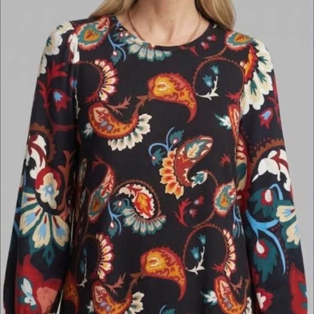 Chico's Paisley Long Sleeve Top Size 1